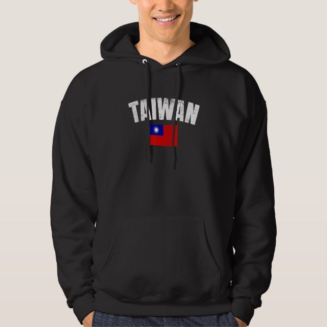 Faded Taiwanese Flag Distressed Flag Of Taiwan Ret Hoodie (Front)