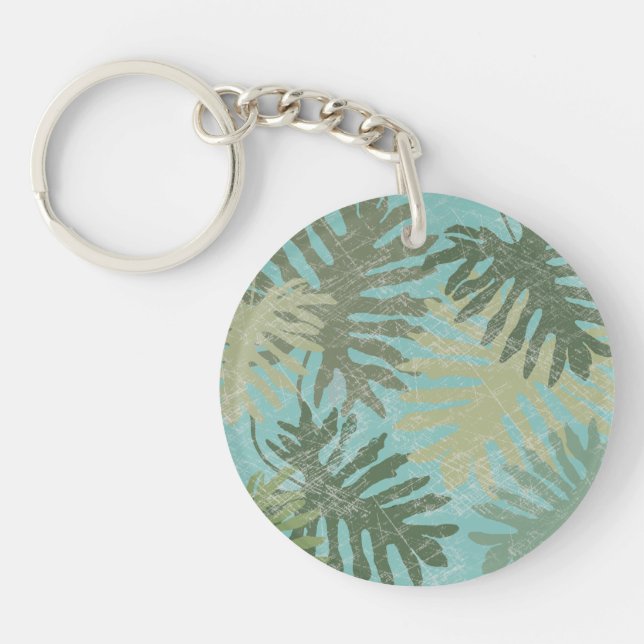 Faded Tropical Leaves Key Ring (Front)
