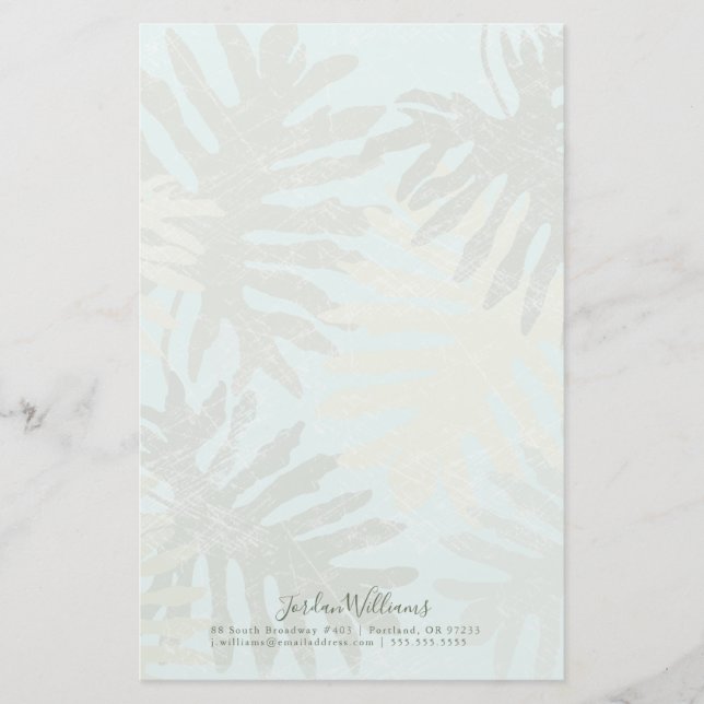 Faded Tropical Leaves Stationery (Front)
