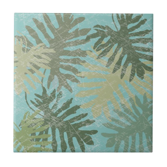 Faded Tropical Leaves Tile (Front)