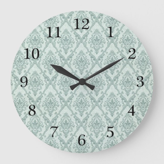 Faded vintage damask pattern large clock (Front)