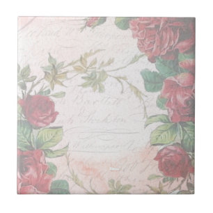 Faded Vintage Floral Letter Tile