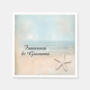 Faded Vintage Look Starfish Ocean Beach Napkin
