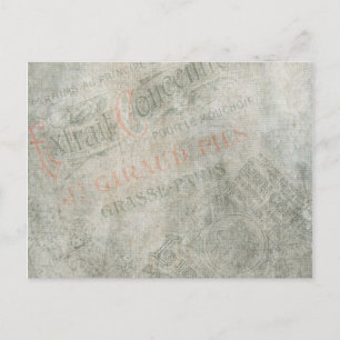 Faded Vintage Paper Parisian Advertisement Collage Postcard