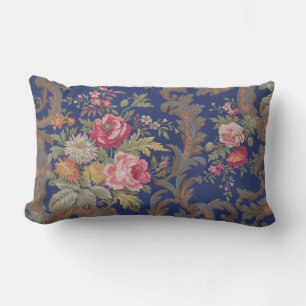 Faded vintage Victorian style floral chintz Lumbar Cushion