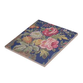 Faded vintage Victorian style floral chintz Tile