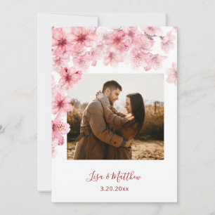 Faded Watercolor Cherry Blossom Photo Wedding Save The Date