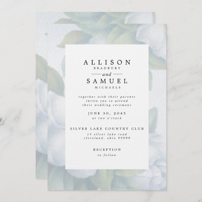Faded White Dogwood Blossoms Invitation (Front/Back)