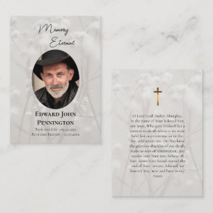Faded White Flowers Orthodox Funeral Prayer Card  