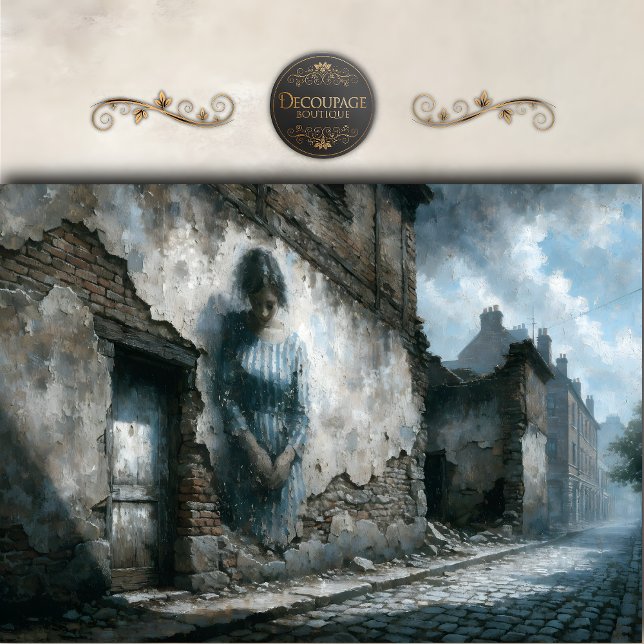 Faded Woman on Stone Wall Decoupage Tissue Paper (Faded Woman on Stone Wall Decoupage Tissue Paper)