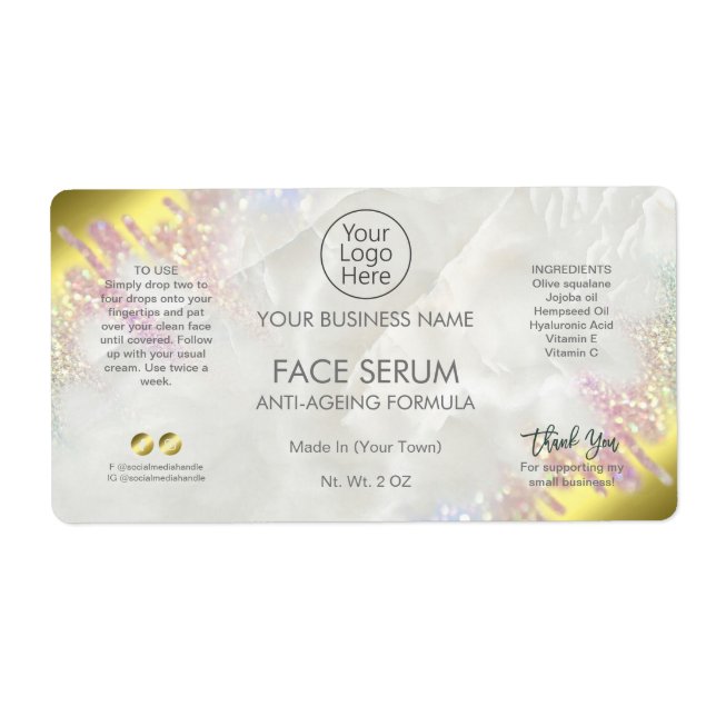 Fading Gold And Opal Face And Hair Serum Label (Front)