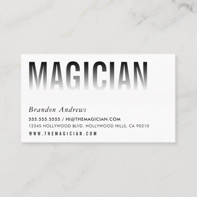 FADING HEADING TEXT minimalist modern bold black Business Card (Front)