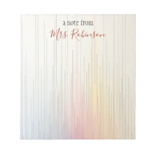 Fading Multicolor Line Grid Custom Teacher Gift Notepad