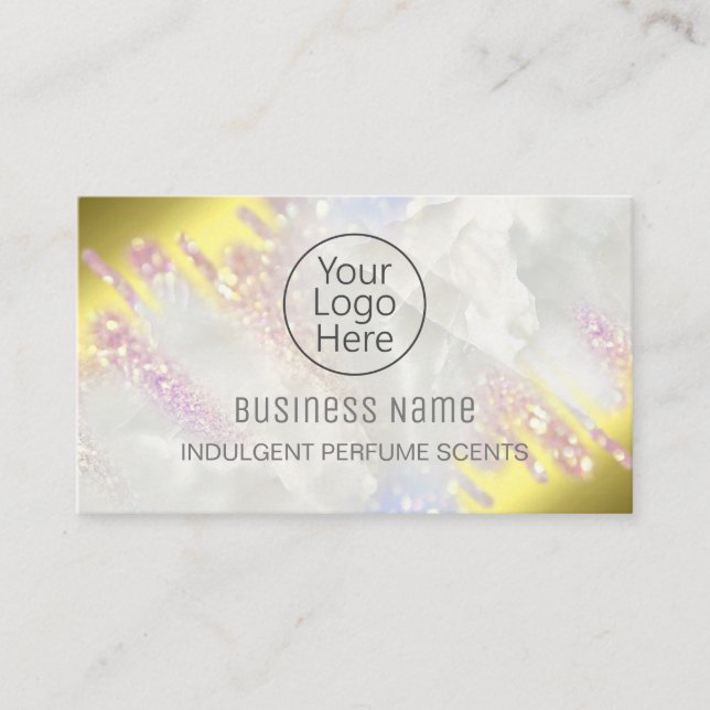 Fading Opal And Gold Perfume Sample Business Card (Front)