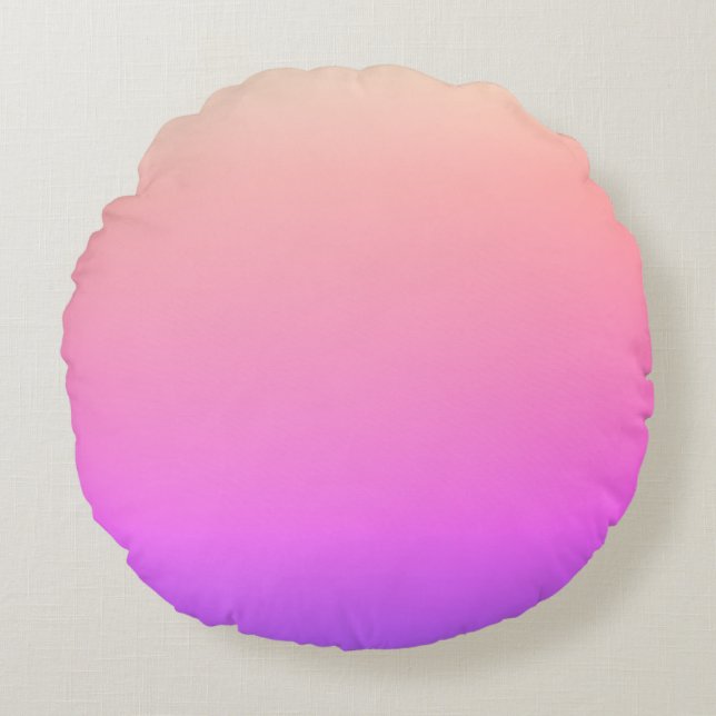 Fading Peach Pink & Purple Colourful Ombre Round Cushion (Front)