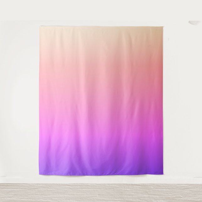 Fading Peach Pink & Purple Colourful Ombre Tapestry (Front)