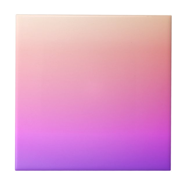 Fading Peach Pink & Purple Colourful Ombre Tile (Front)