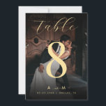 Fading Photo Black Wedding 5x7 Table Number Card<br><div class="desc">This elegant table number would be a great addition to your wedding celebration. Easily add your own details by clicking on the "personalise" option.

***PLEASE NOTE*** this design is featuring a Dark Faded Photo,  which means that the resulting photo will be Dark and Faded.</div>