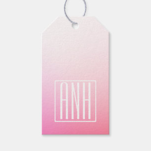 Fading Pinks Ombre Gradation & Your Initials Gift Tags