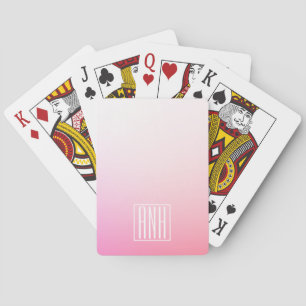 Fading Pinks Ombre Gradation & Your Initials Playing Cards