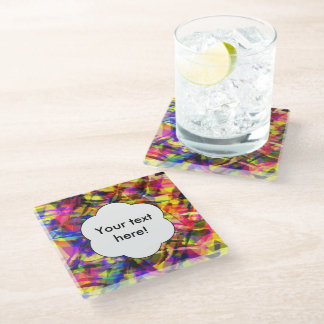 Fading shapes colourful abstract design glass coaster