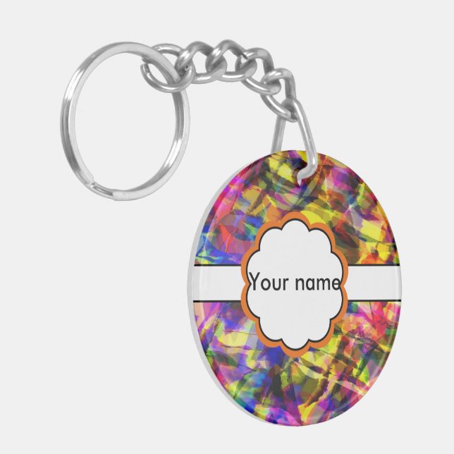 Fading shapes colourful abstract design key ring (Front Left)