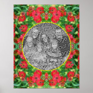 Fading Zinnia Flowers Frame Create Your Own Photo Poster
