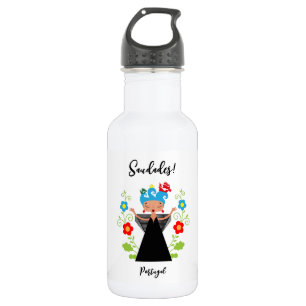 Fado woman singer with Portuguese caravel ships 532 Ml Water Bottle