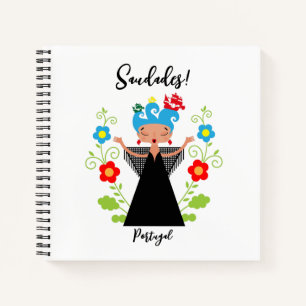 Fado woman singer with Portuguese caravel ships Notebook