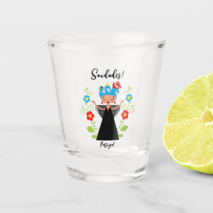 Fado woman singer with Portuguese caravel ships Shot Glass