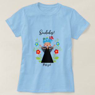 Fado woman singer with Portuguese caravel ships   T-Shirt