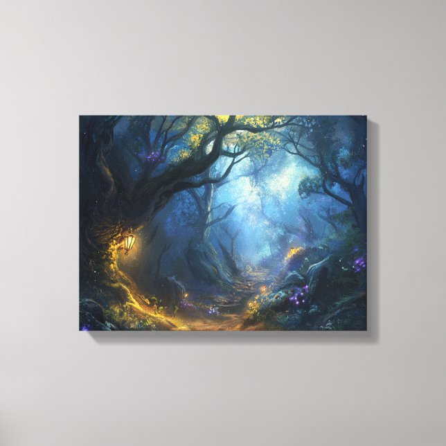 Fae Fantasy Forest Night Scene Canvas Print (Front)