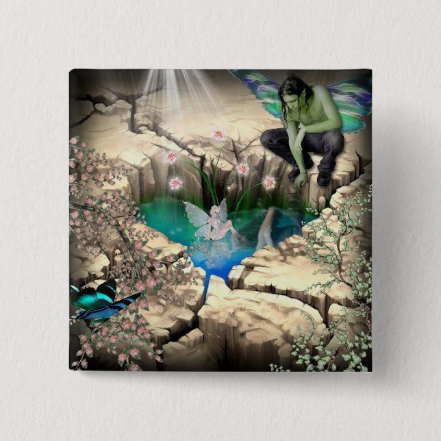 Faerie in Elven Pond 15 Cm Square Badge (Front)