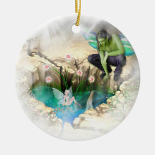 Faerie in Elven Pond Vignette Ceramic Tree Decoration
