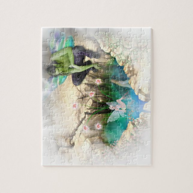 Faerie in Elven Pond Vignette Jigsaw Puzzle (Vertical)