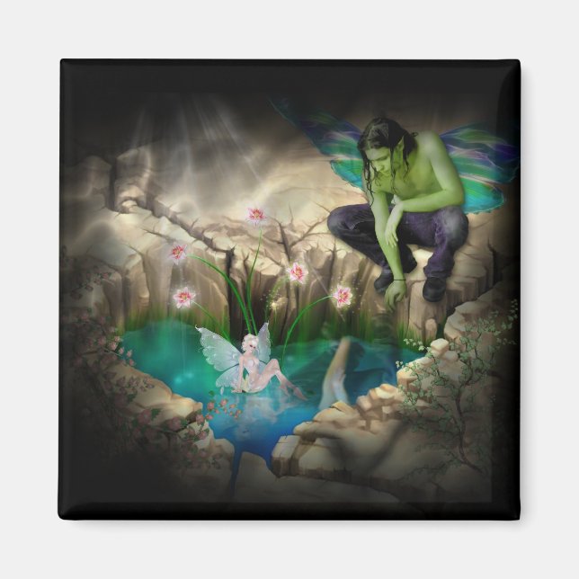 Faerie in Elven Pond Vignette Magnet (Front)