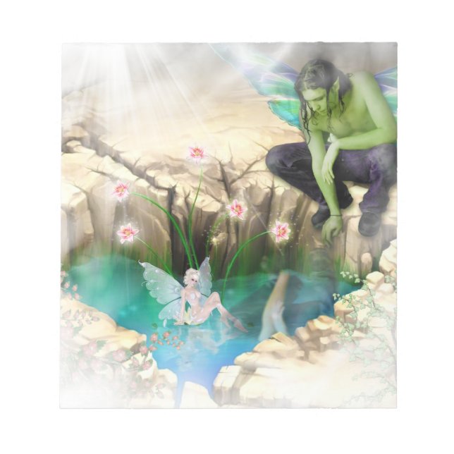 Faerie in Elven Pond Vignette Notepad (Front)