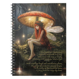 Faerie Under Mushroom In The Rain Notebook