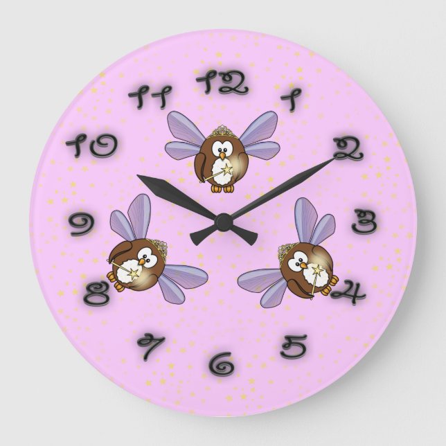 faery owl large clock (Front)