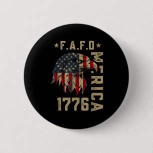 Fafo 1776 merica bald eagle american flag vintage 6 cm round badge