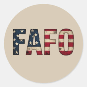 FAFO Distressed USA Flag Political Statement Classic Round Sticker