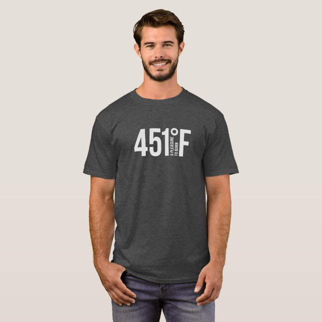 Fahrenheit 451 Logo Funny T-Shirt (Front Full)