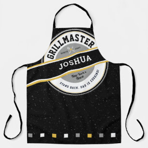 Fahters Day Dad Grill master Apron on Black