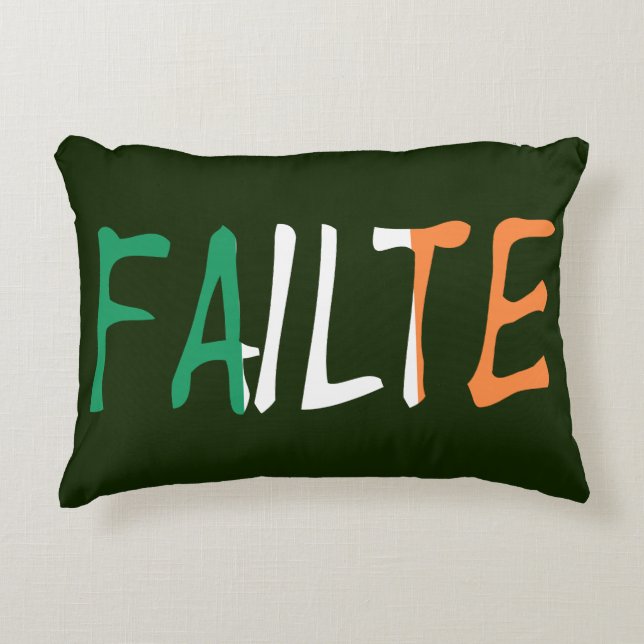 Failte on Irish Flag tpcnt Decorative Cushion (Front)