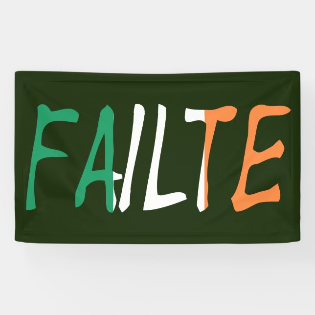 Failte overlaid on Irish Flag bnrcnt Banner (Horizontal)