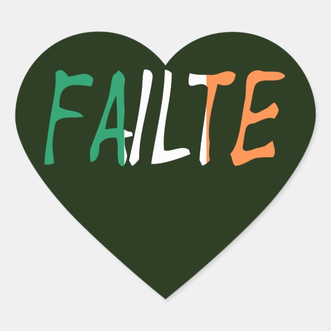 Failte overlaid on Irish Flag stkcnt Heart Sticker (Front)