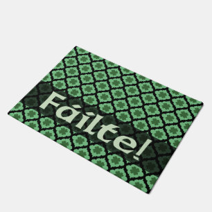 Failte! Welcome! Irish Door Mat Green Lucky Clover