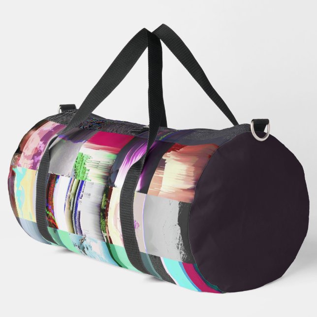 Failure to Load Dark Glitch Art Abstract Grid Duffle Bag (Left Corner)