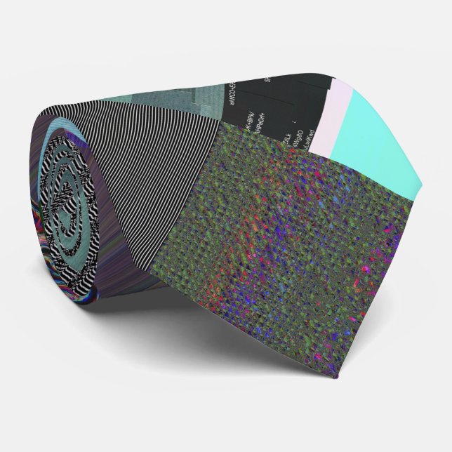 Failure to Load Dark Glitch Art Abstract Grid Tie (Rolled)