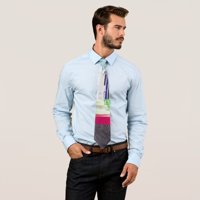 Failure to Load Dark Glitch Art Abstract Grid Tie (In Situ)